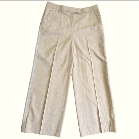 Via Masini 80 Luxury Italian Wool High Rise Wide Leg Cropped Trouser Pants NWT - Picture 1 of 6